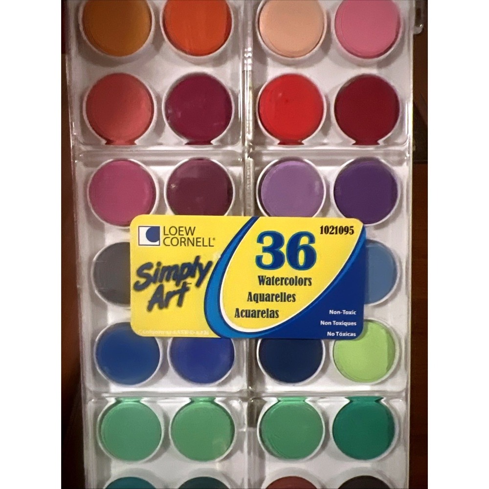 Loew-Cornell Simply Art 36 Watercolor Paint Set Sealed New Old Stock W/brush - Picture 2 of 5